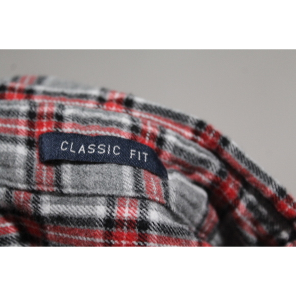 St John Bay Men Red Gray Plaid Button Down Size Large - Picture 3 of 8